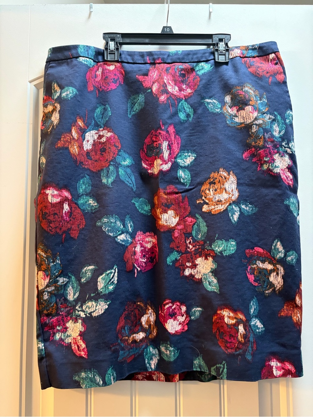 Merona Navy Floral Pencil Skirt with Multicolor Blooms - Picture 1 of 4